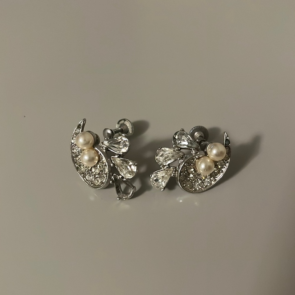 Silver Crystal and Pearl Earrings